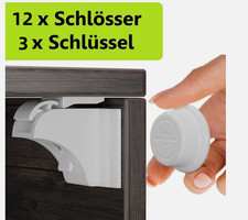 Neu 4x Magnetische Kindersicherung Schrank Schloss Schublade babysicher Set DE