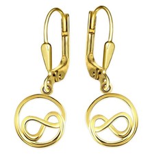 CLEVER SCHMUCK Gold Ohrringe Unendlichkeitzeichen Knoten vergoldet Silber 925