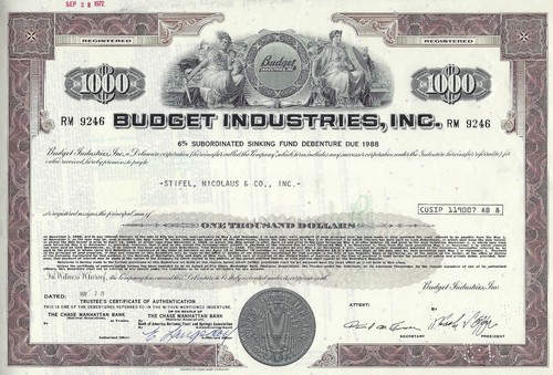 Budget industries inc 1971 - budget,