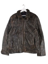 Tommy Hilfiger Leder Jacke Braun L Herren