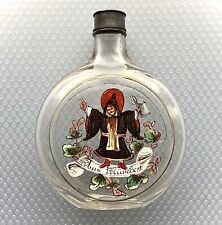 Antikes Emaillierten Glas Flachmann - Münchener Kindl - Formgeblasen