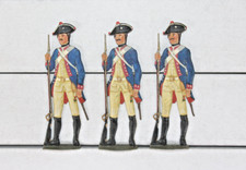Zinnflachfigur: preußische Musketiere im Halt 1756-63,  gute Bemalung, 75mm