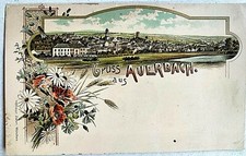 alte Ansichtskarte,Lithographie,Gruss aus Auerbach vor 1905