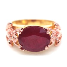 925 Sterling Silber 9 X 11 Mm. Roter Rubin Statement Ring Größe 6,5