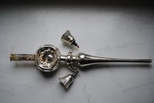 alte  christbaumspitze aus glas, mit zwei einstichen und glöckchen