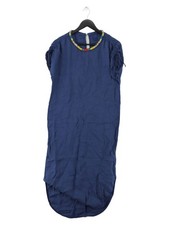 120% Lino A-Linie Midikleid in Blau