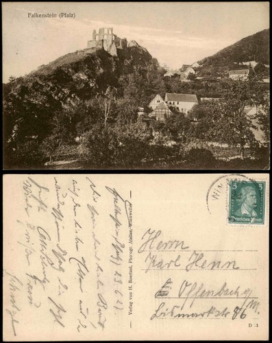 Ansichtskarte falkenstein burg - ansichtskarte,