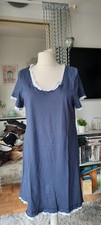 Tolles Schlafshirt Nachthemd mit Rüschen kurzarm dunkelblau weiss Gr. 48 50 NEU