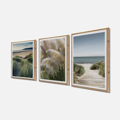 3er set gerahmte bilder strand - gerahmte,