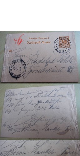 Rohrpost karte berlin 1895 - berlin,