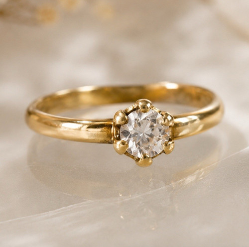 333 gelbgold solitär ring - gelbgold,