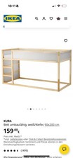 Hochbett Ikea mit Matratze Braun 90x200 Kinderbett