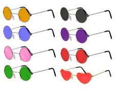 HIPPIE BRILLE 70ER JAHRE JOHN LENNON RUNDE GLÄSER OZZY HIPPIE KOSTÜM ACCESSOIRE PAKET