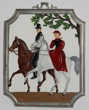 Reiter Pferde WILHELM SCHWEIZER DIESSEN Flachfigur Wandbild Fensterbild Zinn