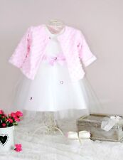 Baby Mädchen Kleid Set Bolero Taufe Hochzeit Festlich Tüll Asanti Neu Weiß Rosa