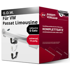 Anhängerkupplung abnehmbar + E-Satz 13pol universell für VW Passat Lim. 14- neu