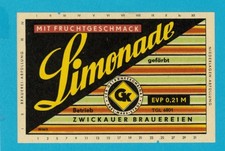 1x Etikett Limonade mit Fruchtgeschmack, Zwickauer Brauereien, DDR
