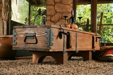 Holzkiste Couchtisch, Truhe Beistelltisch aus Kiefernholz im Vintage-Stil