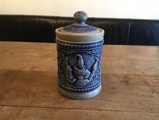 Antike Tabak Topf Mit Zwergen Steingut Und Fresken Auf Deckel 