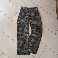 Damen Jeans 34 36 Camouflage S Hose Jeanshose Grau Militär Bundeswehr 