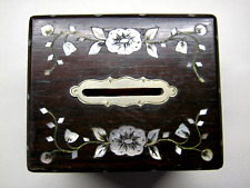 100 Jahre alte schöne Holz Spardose Intarsien Perlmutt   antik Wooden Money Box