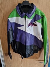 Vintage 90er Jahre Kawasaki Motorrad Ninja Herren Lederjacke Gr. XL