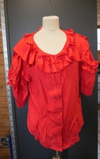 Erwastil Bluse mit Volants in knallrot Gr. 40 80er Jahre Vintage Sommerbluse
