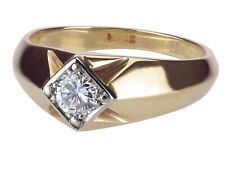 Art Deco 585 Gold 950 Platin 0,35 ct Diamant Brillant Solitär Verlobung Ring!