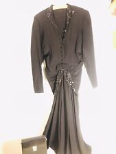 Tolles schwarzes Vintage Kleid im Stil der 1920er Gr M Lang Pailetten Flapper