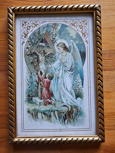 Altes bild schutzengel mit - schutzengel,