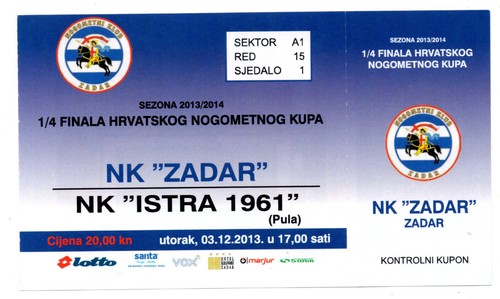 Ticket cro zadar nk istra - nk,