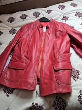 Damen Lederjacke Rot GR.36