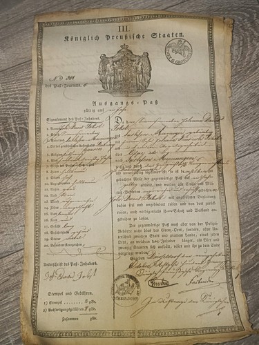 Alter reisepass 1833 - alter,