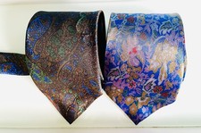 2 edle 100% Seidenschlips Krawatte PaisleyBlumen Business Party Hochzeit elegant