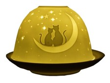Dome Light Katzen + Halbmond Teelicht Windlicht Tisch Dekoration Teelichthalter