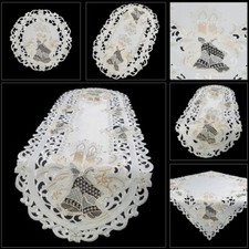 WEIHNACHTSTISCHDECKE DECKCHEN TISCHLÄUFER  WEIHNACHTEN  SPITZE GOLD STICKEREI