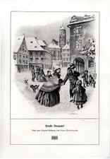 Hans Stubenrauch Prosit Neujahr! n. e. Zeichnung Motiv Histor. Kunstdruck v.1911