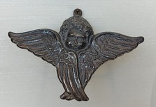 Alte Votivgabe versilbert Engel Engelskopf Flügel gemarkt " zinn grm gsm gesch "