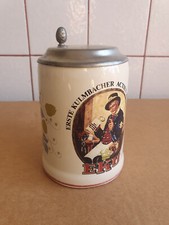 Bierkrug, Bierhumpen, EKU Brauerei Kulmbach, Sammlerkrug mit Zinndeckel