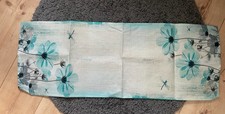 Tischläufer türkis beige schwarz Blumen Tischdecke