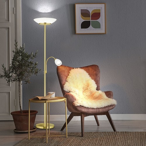 Led steh lampe - led, messing-gold