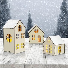 3 Stück Weihnachtsdorf mit Beleuchtung Weihnachtshaus Weihnachtsdeko Haus