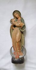 Alte große Heiligenfigur Mutter Maria Jesus Kind Gips Skulptur Statue um 1900