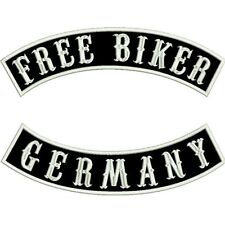 FREE BIKER + GERMANY Rückenaufnäher Set Bogen Biker 35cm Farben frei wählbar