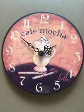 Wanduhr Cafe 17 cm, retro, vintage Motiv Kaffeekanne - wie NEU
