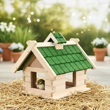 Vogelhaus Weiß Vogelfutterhaus aus Holz Vogelvilla Vögel für Ständer geeignet