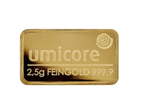 Umicore goldbarren 999 - umicore, 2,5g