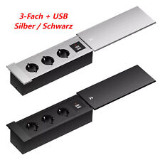 3-Fach + USB Einbausteckdose Bodensteckdose Steckdose Tischsteckdose 230V