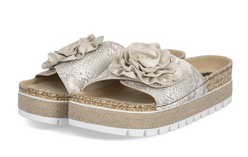 Rieker pantolette gold - gold, blume