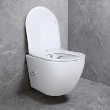 WC-Dusche Taharet Bidet-Funktion spülrandlos Armatur & Softclose-Sitz Weiß